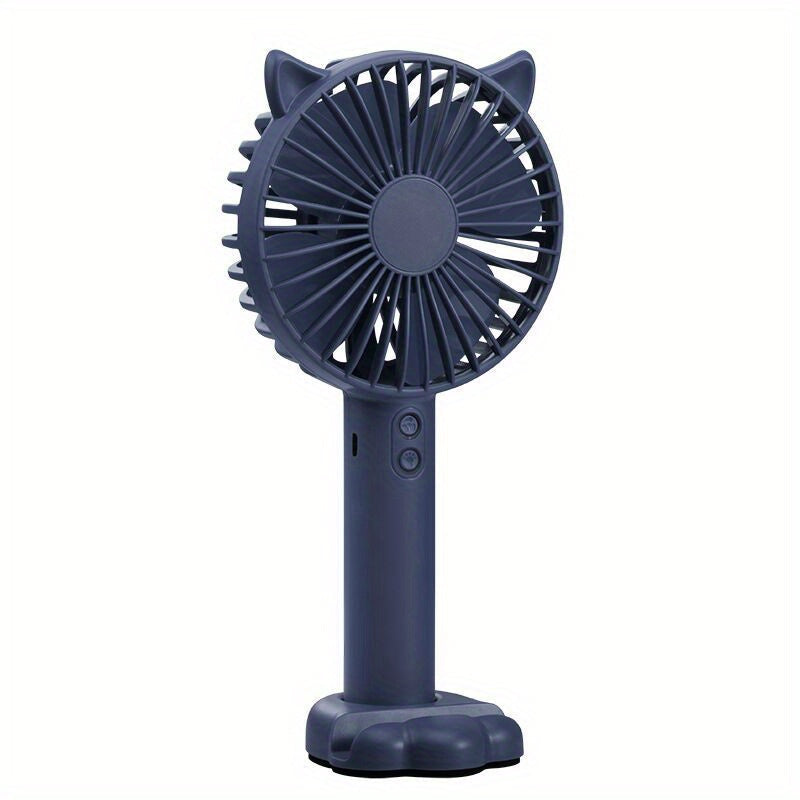 Adorable and Compact USB Handheld Fan with Bunny Ears - Ideal for Students, Dorms, and Outdoor Activities - Quiet Operation and Built-in Night Light Feature