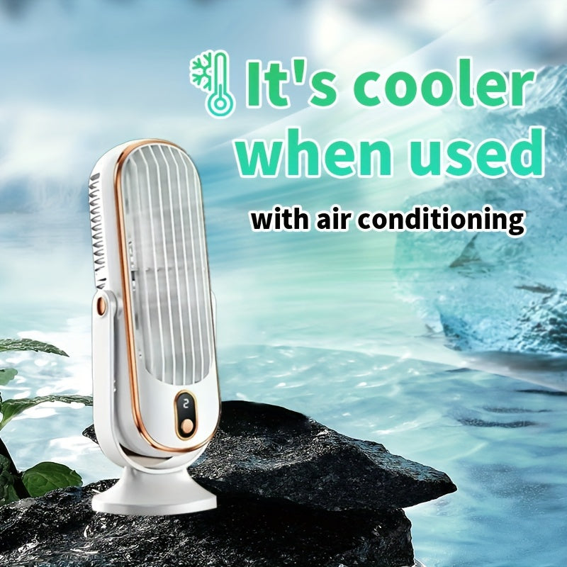 Stay cool on the go with our Portable Air Conditioner Fan! This innovative fan features 720° oscillation and dual motors for maximum air circulation. With a 1200mAh USB rechargeable lithium battery, you can enjoy cool air wherever you go. The 5-speed