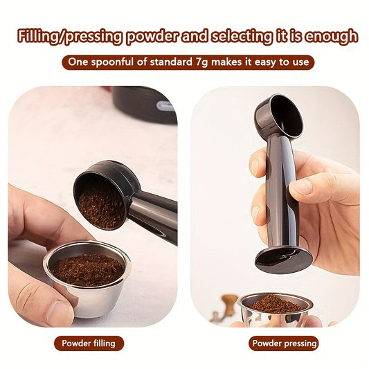 Coffee machine accessories - 1 piece 2 in 1 coffee spoon, 7g standard measuring spoon, dual-use bean scoop and powder press scoop, kitchen tools.