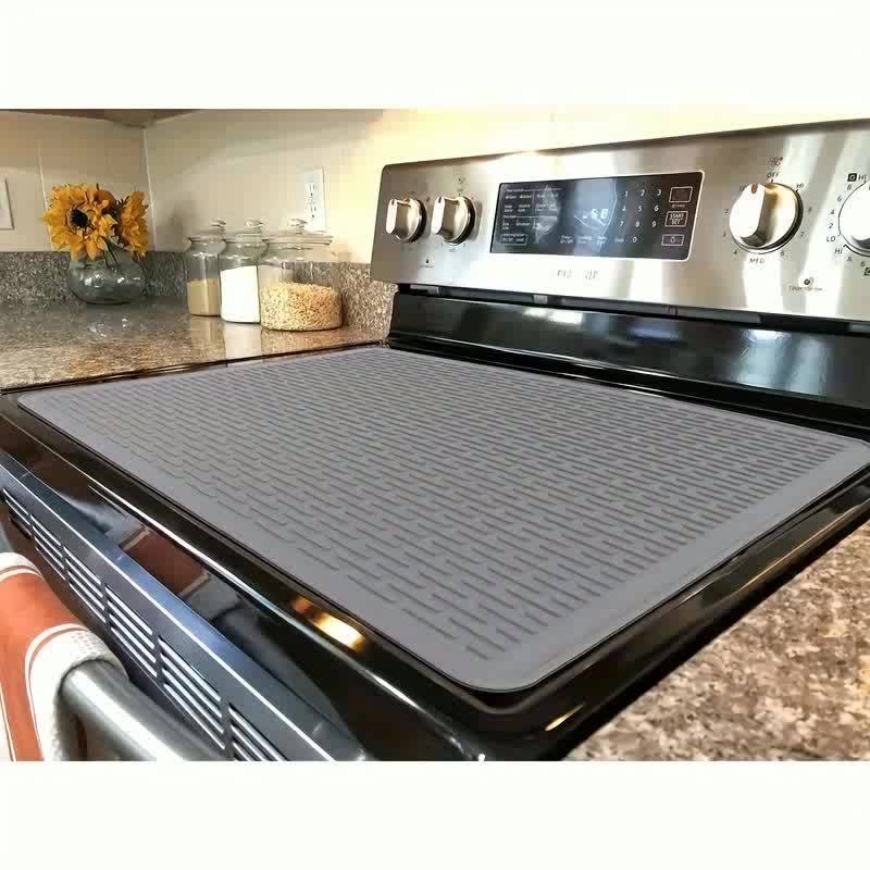 Large Silicone Stove Top Cover Mat - 71.12cm x 50.8cm - Heat-Resistant, Non-Slip, Waterproof, Foldable for Electric & Gas Ranges, Black - Perfect for Kitchen Protection, Stove Top Protectors, and More