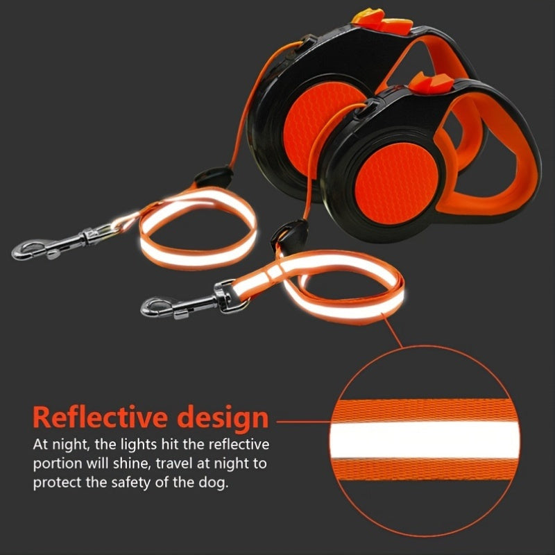 Reflective Dog Retractable Leash - Automatic, Multiple Lengths Available (3m/9.84ft, 5m/16.40ft, 8m/26.24ft), Durable Nylon Material for Outdoor Walking, Pet Accessories | Reflective Leash