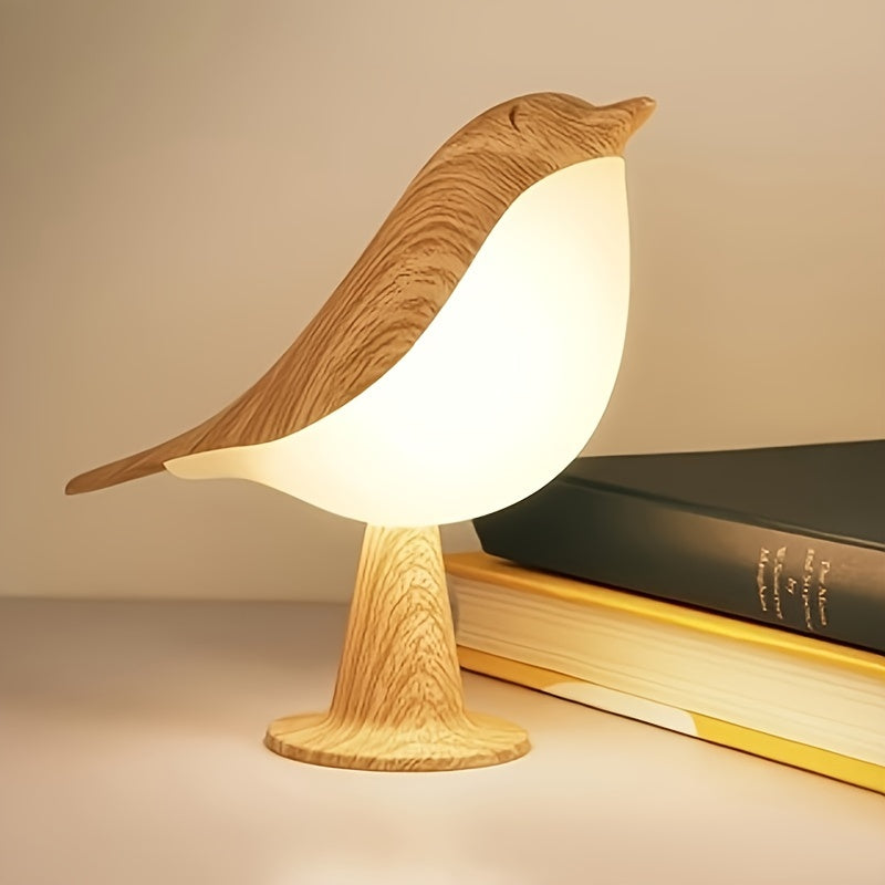 Art Deco bird table lamp with touch control, dimmable plastic shade, and animal theme. Features essential oil diffuser, rechargeable 1800mAh battery, and portable design. Ideal for bedroom, office, and home decor. Perfect for reading and holiday gifts.