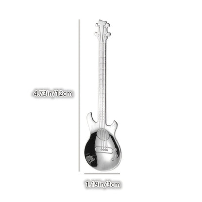 Creative guitar shaped spoon for coffee, tea, desserts and ice cream made of stainless steel.