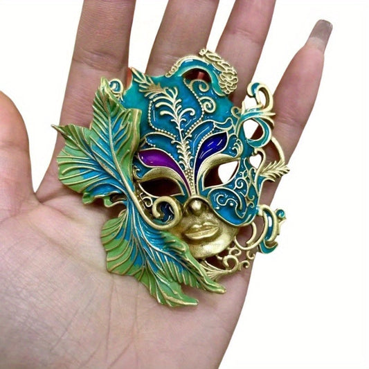 Stylish Vintage Enamel Mask Brooch Pin for Women - Ideal for Evening Events & Special Occasions