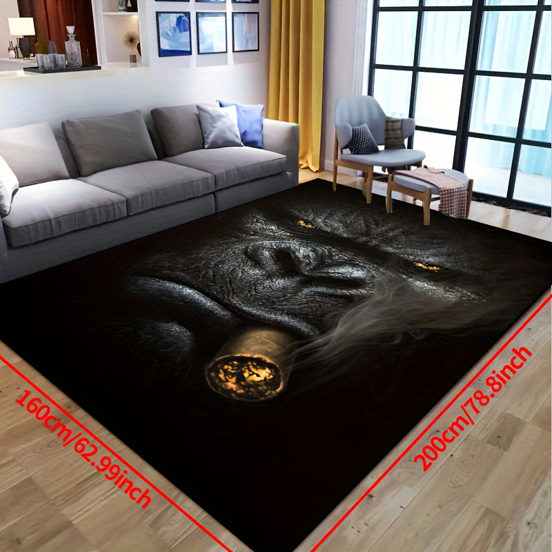 Add a touch of nature to your home with this Chimpanzee-themed non-slip rug. Easy to care for, it is machine washable and waterproof, making it ideal for any room including living rooms, bedrooms, nurseries, outdoor patios, and garden areas. Enhance your