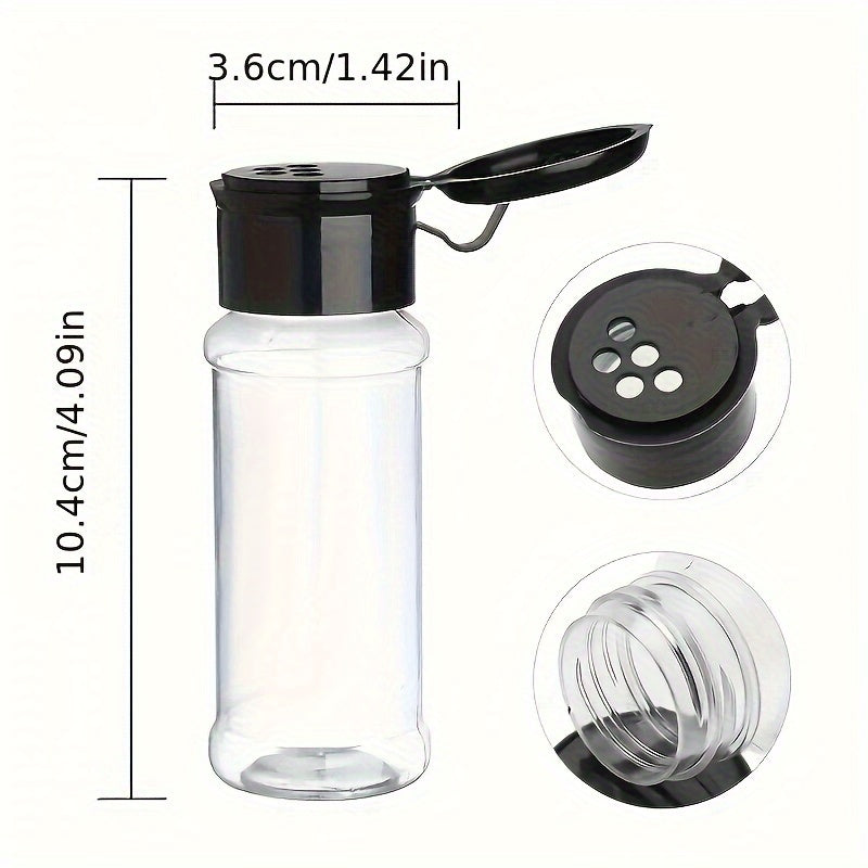 Set of 10 Plastic Pepper Shakers - Sturdy Spice Containers with Flip-Top Cap, 100ml Clear Seasoning Jars, Ideal for Organizing Kitchen Essentials, Storing Herbs & Condiments