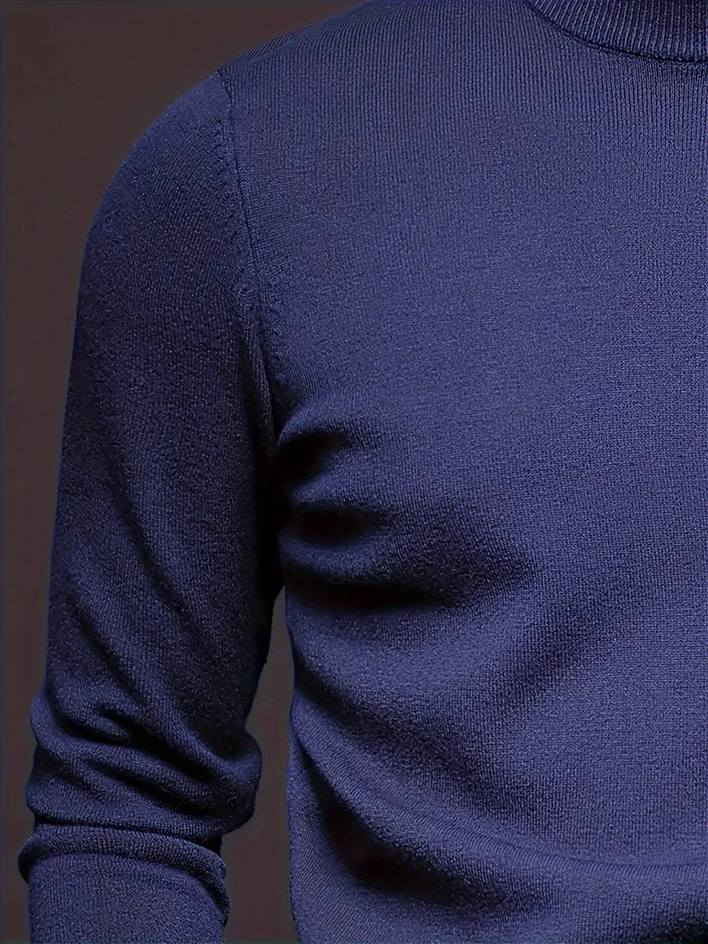 1 Men's casual crew neck sweater made of viscose knit with medium stretch, solid color, regular fit, long sleeve - ideal for autumn and winter.