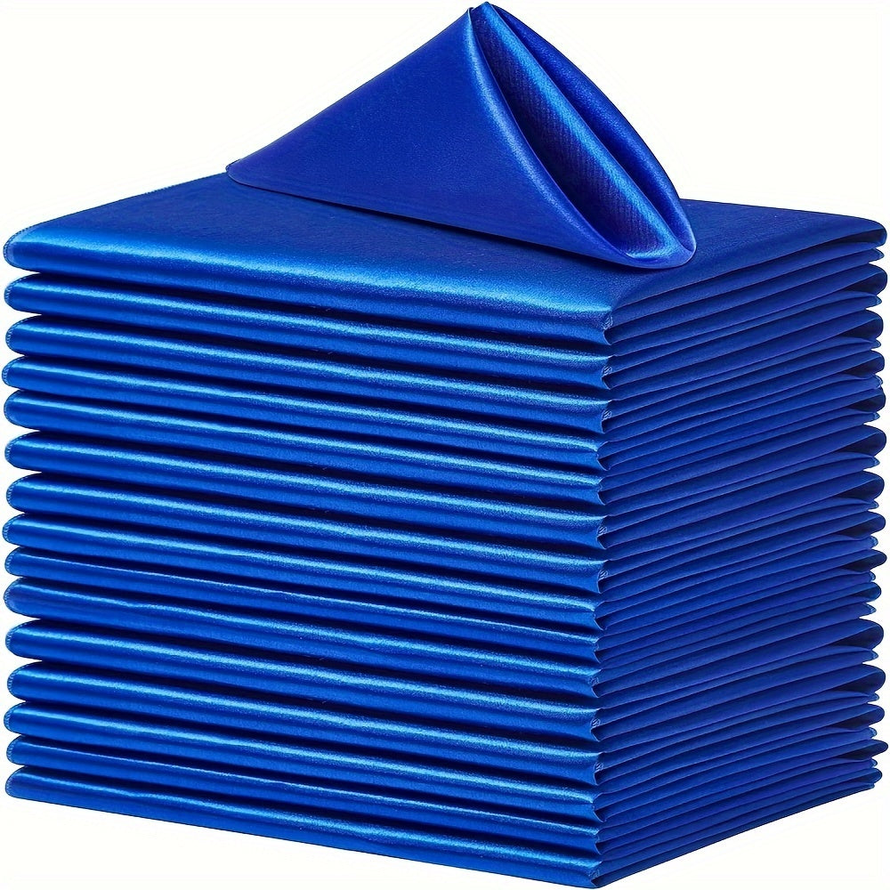 16-Pack of solid light blue square polyester napkins, 43.18x43.18 cm, for restaurant, events, and party decorations.