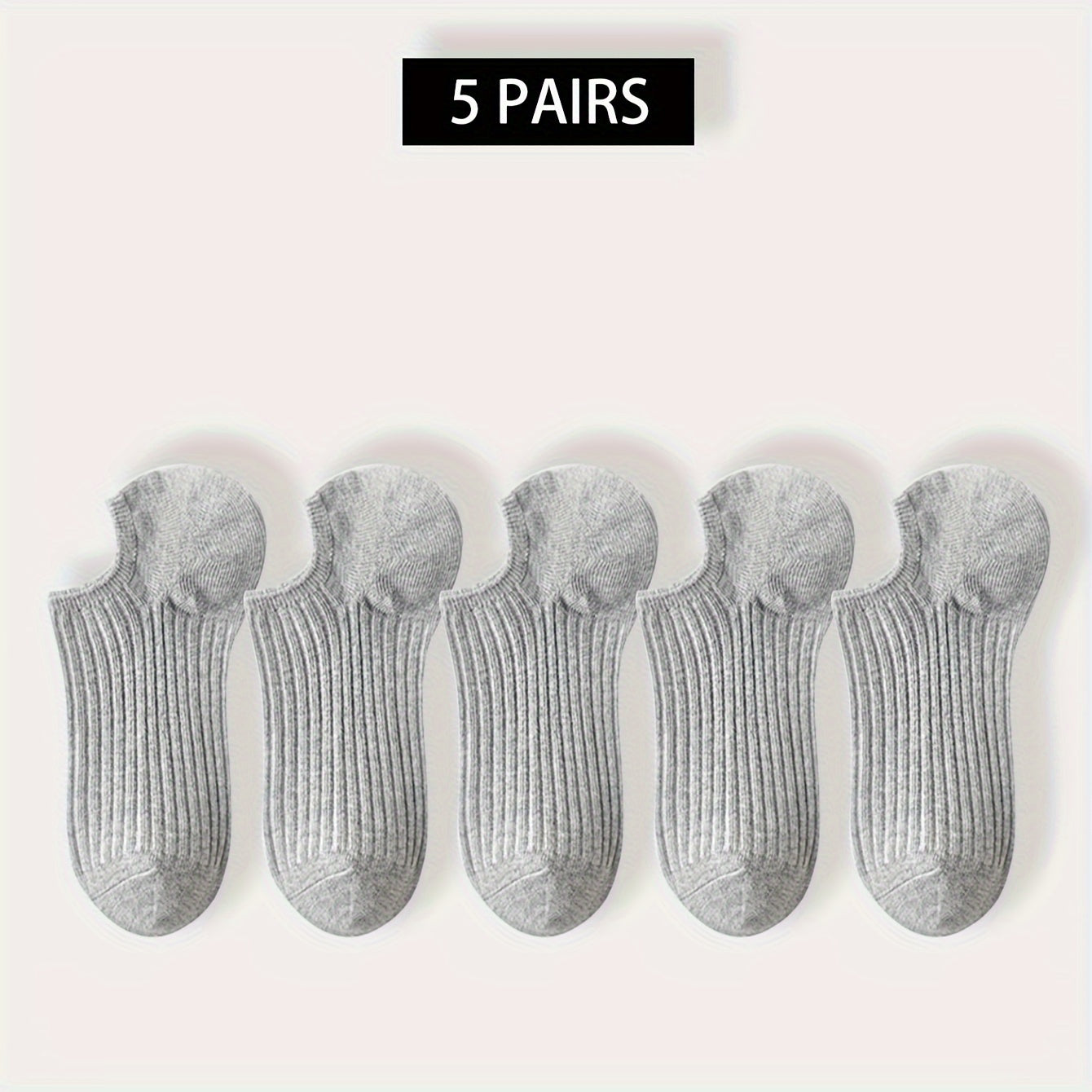 5 pairs of men's invisible socks that are comfortable, breathable, sweat-resistant, and anti-odor.