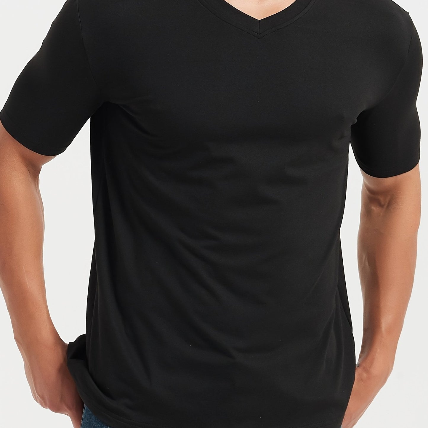 White V-neck t-shirt for men.