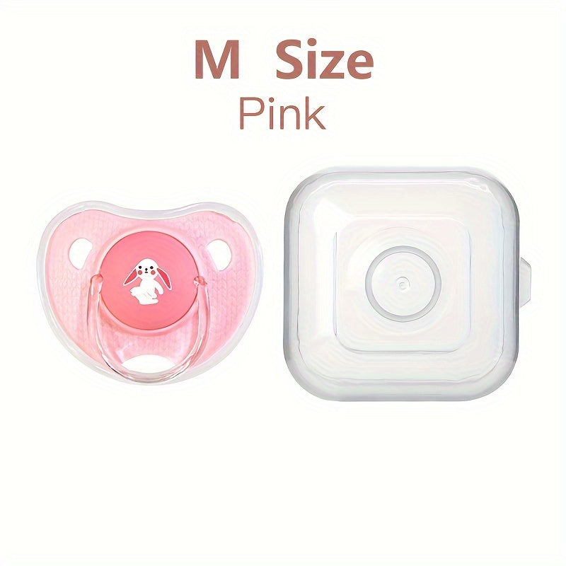 Silicone pacifier for newborn babies designed in a cartoon pattern of a thumb shape, suitable for soothing toddlers, with a PP storage box included.