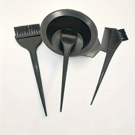 Hair dyeing tools for salon use include a mixing bowl, dyeing brush, coloring brush, and double-sided brush.