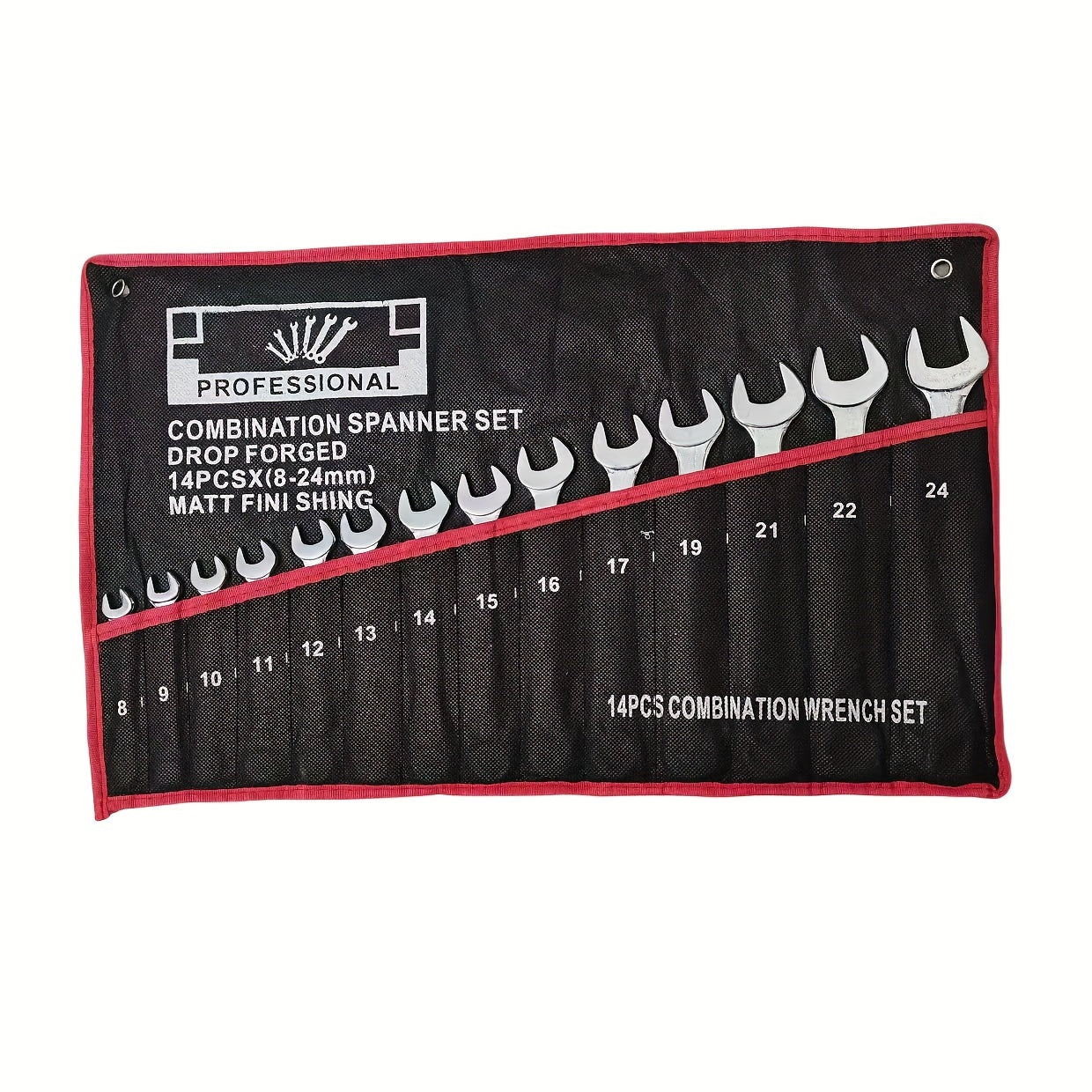 14-piece Professional Spanner Set with Extended Ratchet Wrench, Dual-End Hex & Flat Head, Manual Steel Tool Combo, Customizable Style - Set Purchase