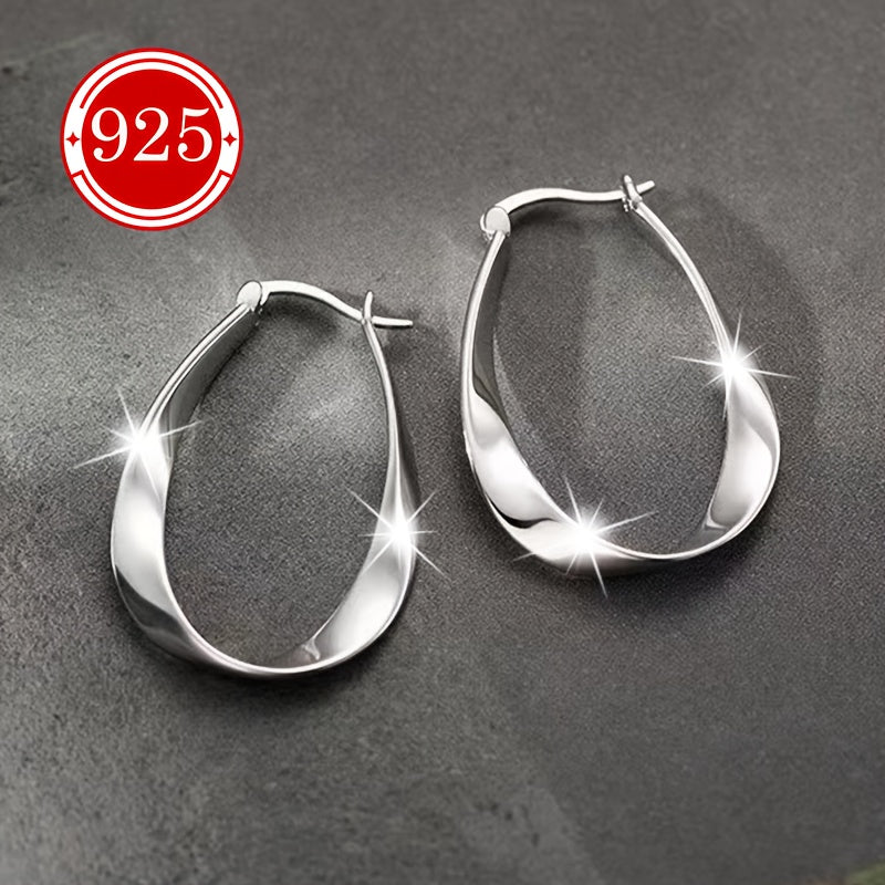 A pair of women's Mobius earrings made of 925 silver, hypoallergenic and featuring a simple niche design. Perfect gifts for couples, girlfriends, daily wedding banquets, sea vacations, Thanksgiving, and Christmas. Comes in anti-oxidation packaging