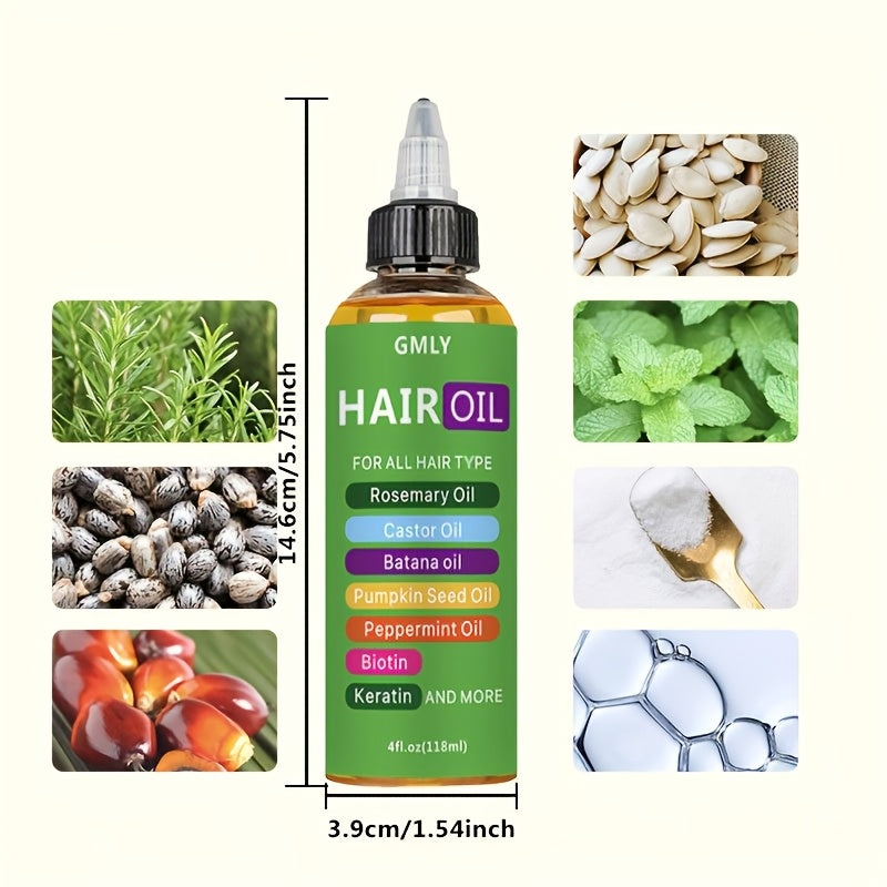 4oz Rosemary Hair Oil Blend for all hair types with Castor, Batana, Biotin, Aloe Vera, Jojoba Oils.