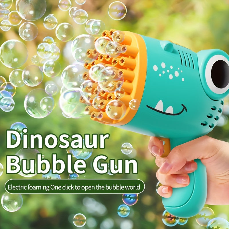 Dinosaur Bubble Blaster- Electric foam gun with LED lights, perfect for parties and outdoor fun- Pink/Green