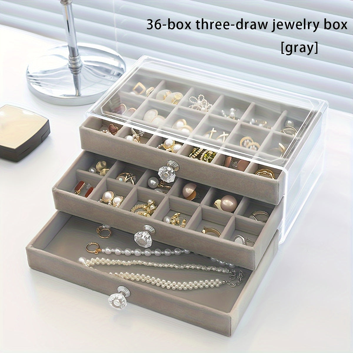 Transparent Acrylic Jewelry Box with Multiple Layers for Stud Earrings, Rings, Necklaces, and Bracelets. Features a Drawer for Additional Storage. Ideal for Keeping Jewelry Safe from Moisture in the Household or Dormitory. Perfect Gift for Christmas