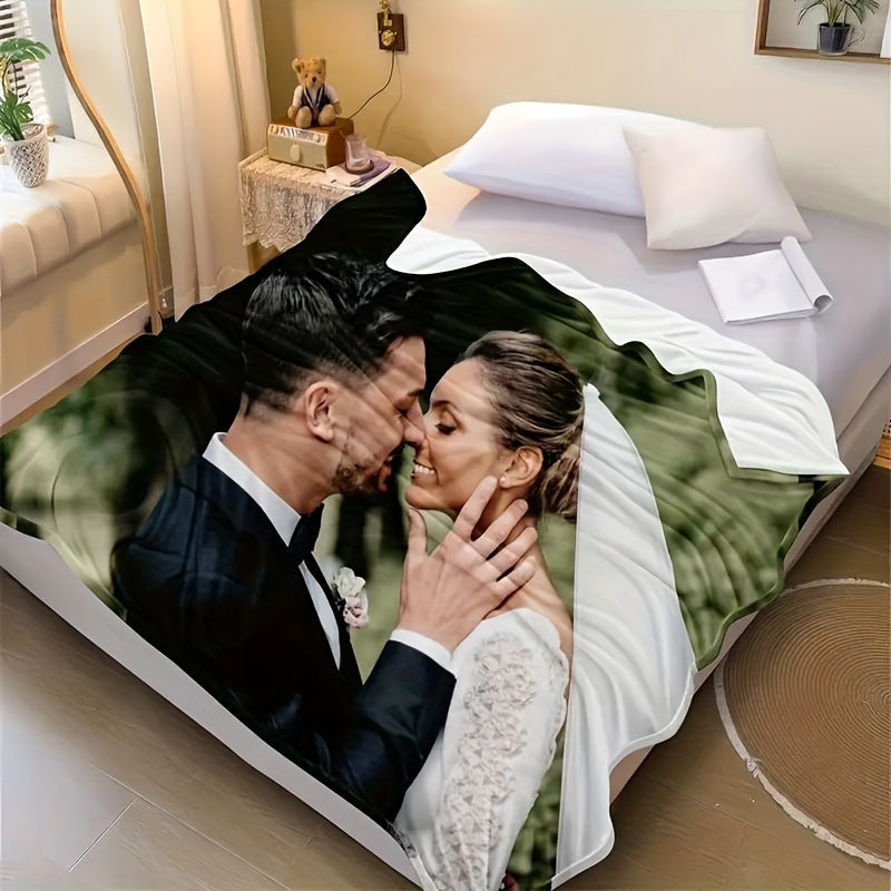 Personalized Photo Flannel Blanket - Customized, Luxuriously Soft & Warm for Sofa, Bed, Outdoor Adventures | Perfect for Year-Round Comfort