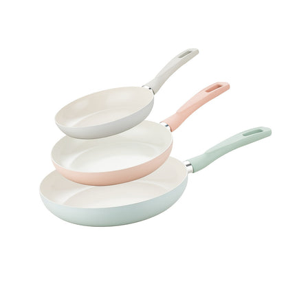 Set of 3 Ceramic Nonstick Aluminum Cookware pieces that are PFOA & PFAS Free. Includes 20.32cm, 24.13cm, and 27.94cm Skillet Frying Pans with Soft Touch Handles for Healthy Cooking. Perfect for Kitchen Pots and Pans Set.