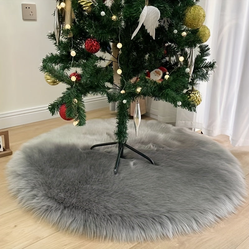 Round Christmas Tree Skirt Area Rug made of a blend of Polyester and Acrylic, lightweight and washable with a moisture barrier - perfect for adding holiday cheer to your office, room, or bedroom decor. Comes in a set of 1 piece.