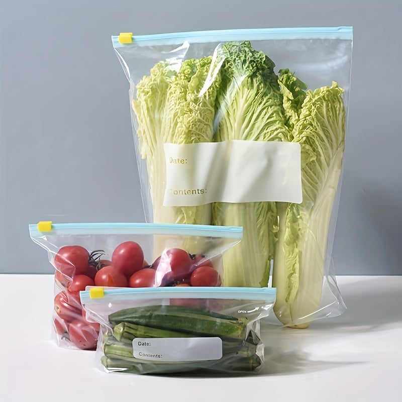 Set of 10 Reusable Food Storage Bags - Clear, Self-Sealing Ziplock Pouches for Fruits, Vegetables, Meats & Grains - Must-Have Kitchen Organization Items