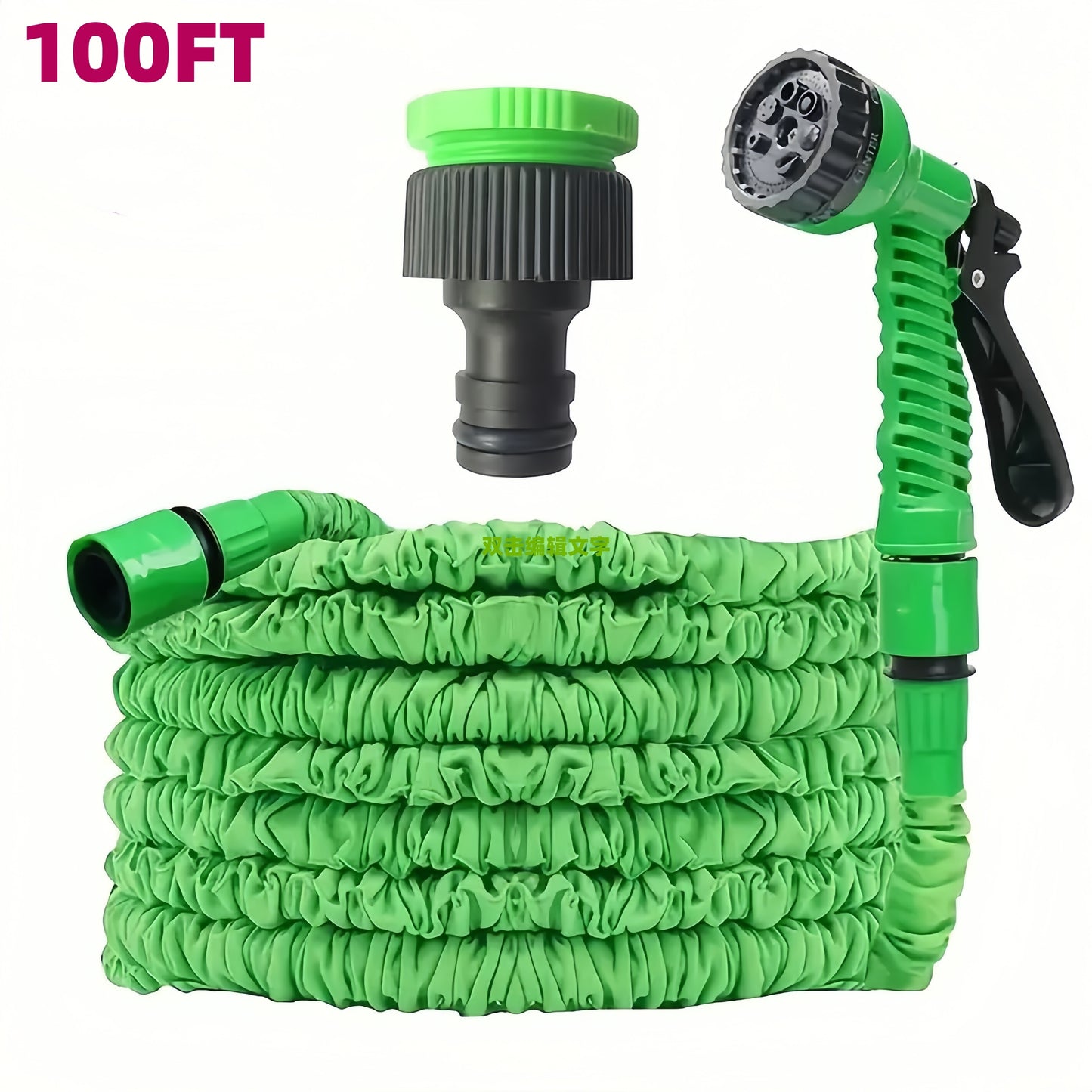 1 Set High-Pressure Garden Hose, Expandable 3X Soft Rubber with 7-Function Nozzle and Universal Connector. Options for 15.24/22.86/30.48/38.1 meters. Durable for Watering, Car Wash