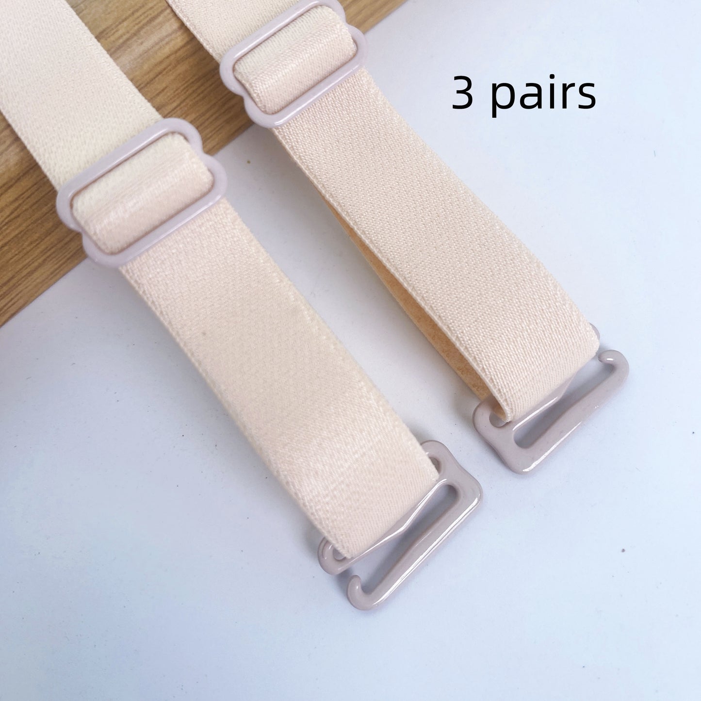 3 pairs of plain non-slip, adjustable shoulder straps for women's lingerie and underwear.