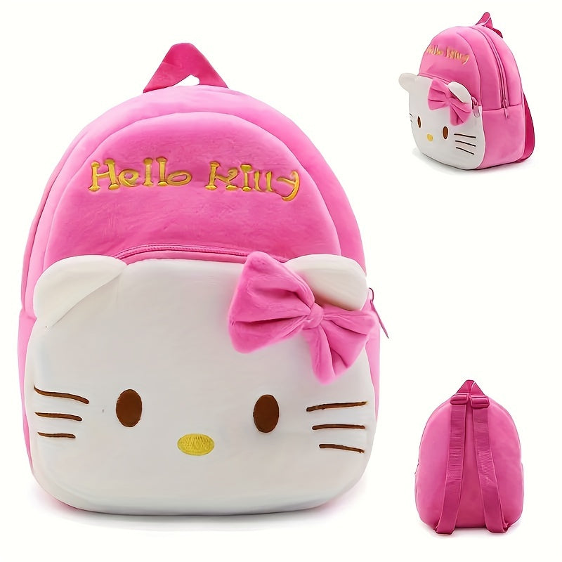 Large SANRIO plush backpack with cute cartoon design, hand-washable and spacious.