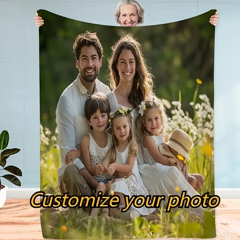 Stay warm and cozy with our Custom Photo Personalized Flannel Throw Blanket. This blanket features a digital print of your favorite picture or text, making it a perfect gift for family, friends, birthdays, holidays, or anniversaries. The soft and gentle