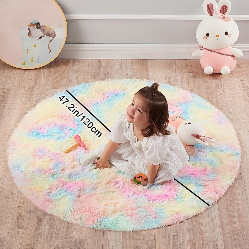 Round Large Ultra Soft Plush Rug - Non-slip and Waterproof Shaggy Throw Rug for Living Room, Bedroom, Nursery, Game Room, and Dormitory. Perfect Teenage Room Decoration - Room Decor (10.16cmX10.16cm)