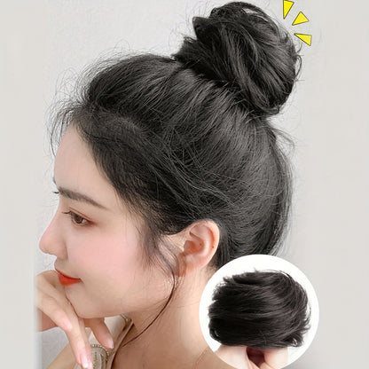 Stylish 3-inch synthetic hair bun ponytail extension for women, ideal for parties and casual wear.