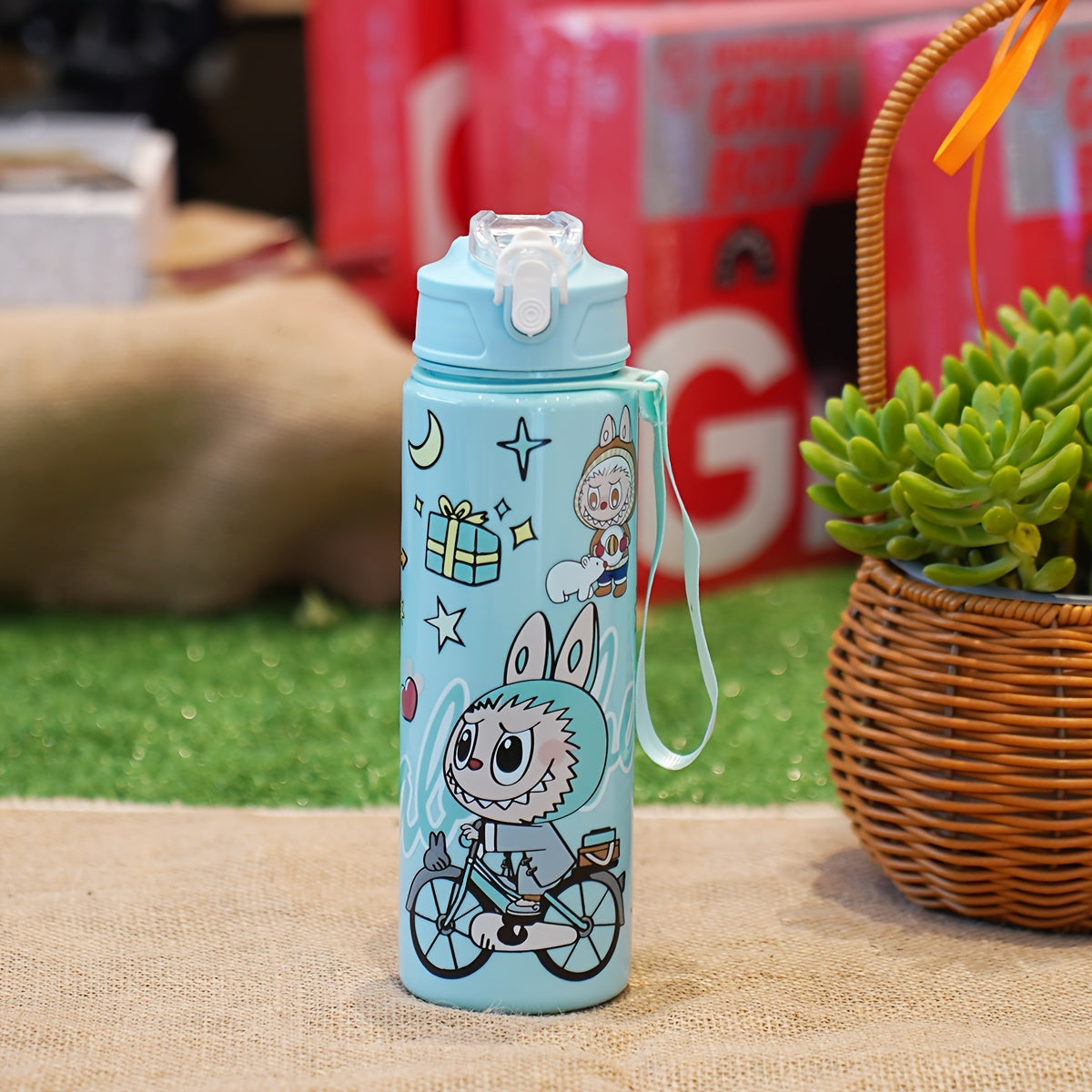 1 piece 23oz (approximately 700ml) leak-proof portable water bottle with hand rope, suitable for casual sports, school, and outdoor camping.