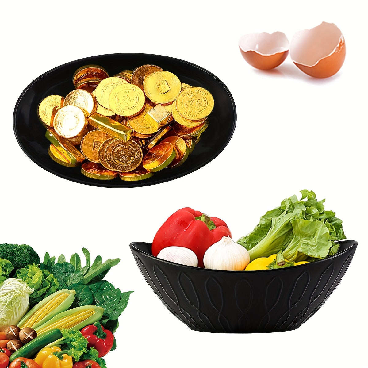 2 Unbreakable bowls shaped like yuanbao, ideal for oatmeal, salads, and pasta in the kitchen and dining area.