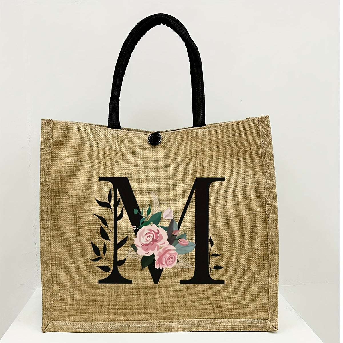 New design linen handbag with large capacity for multiple uses: travel makeup, teacher tote, shopping bag. Perfect gift for women and teachers. Ideal choice for casual storage and shopping.