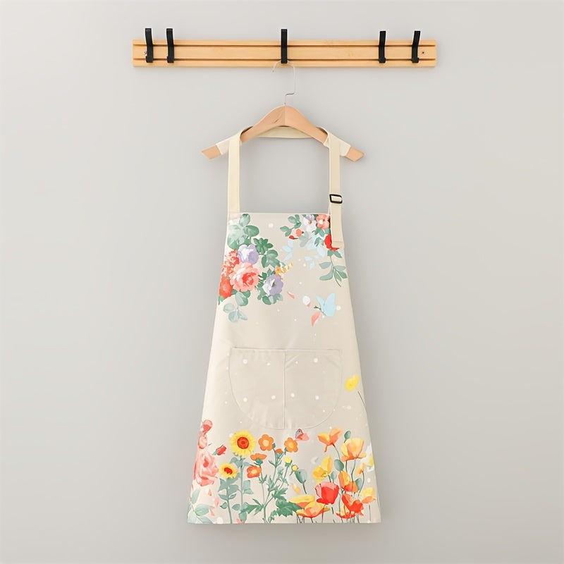 Stylish Butterfly Design Apron made of Polyester - Resistant to Oil and Water, Perfect for Cooking and Gardening