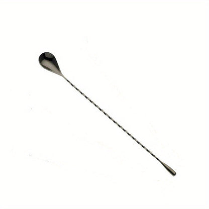 Long Stainless Steel Spiral Cocktail Spoon with a 12-Inch Handle