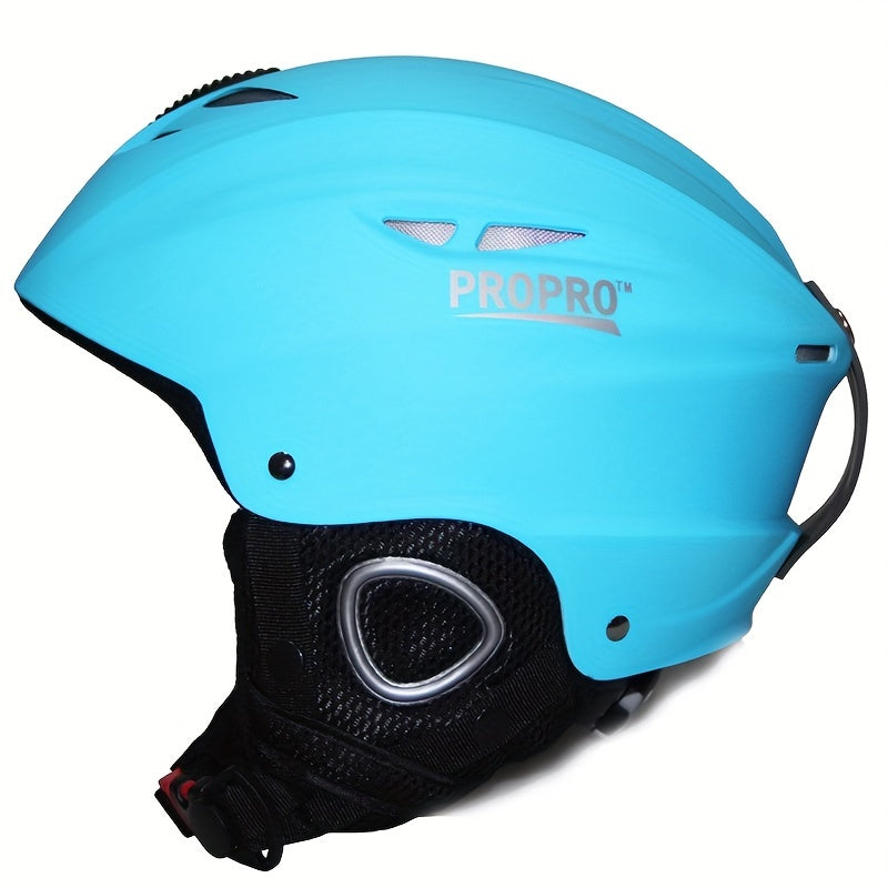 PROPRO High-Performance Ski Helmet for Men & Women: Durable PC material, integrally-molded with ventilated vents, adjustable strap, carbon fiber side panels. Includes free gift. Ideal for