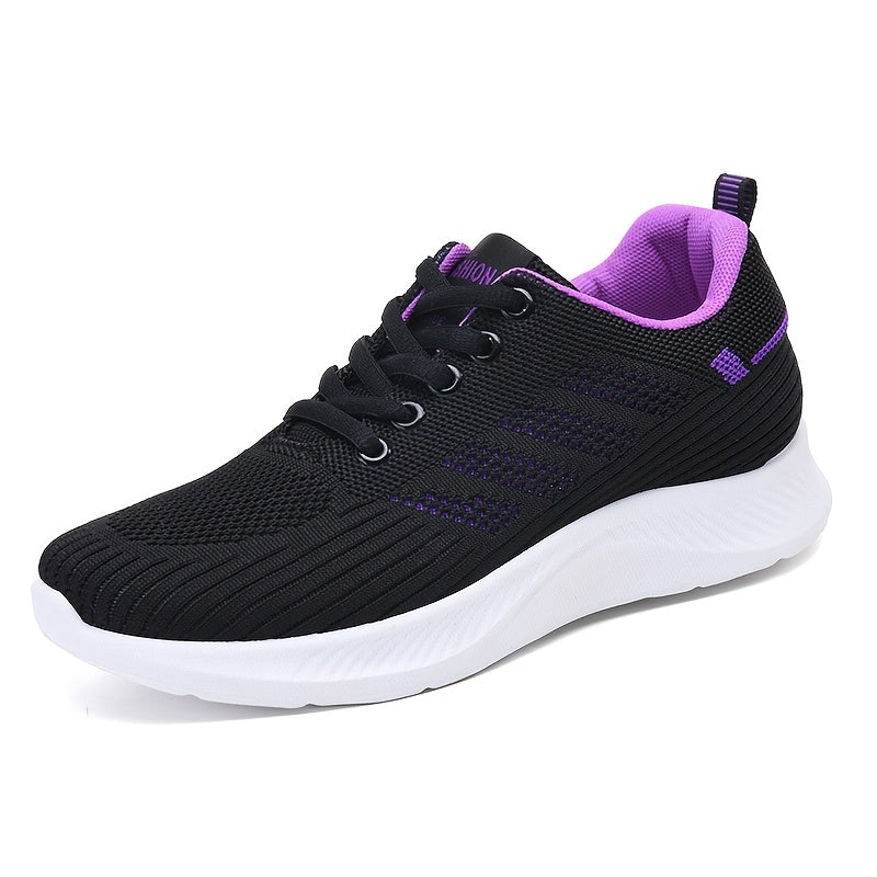 1 Pair Women's Breathable Casual Running Sneakers with PVC Sole for All Seasons