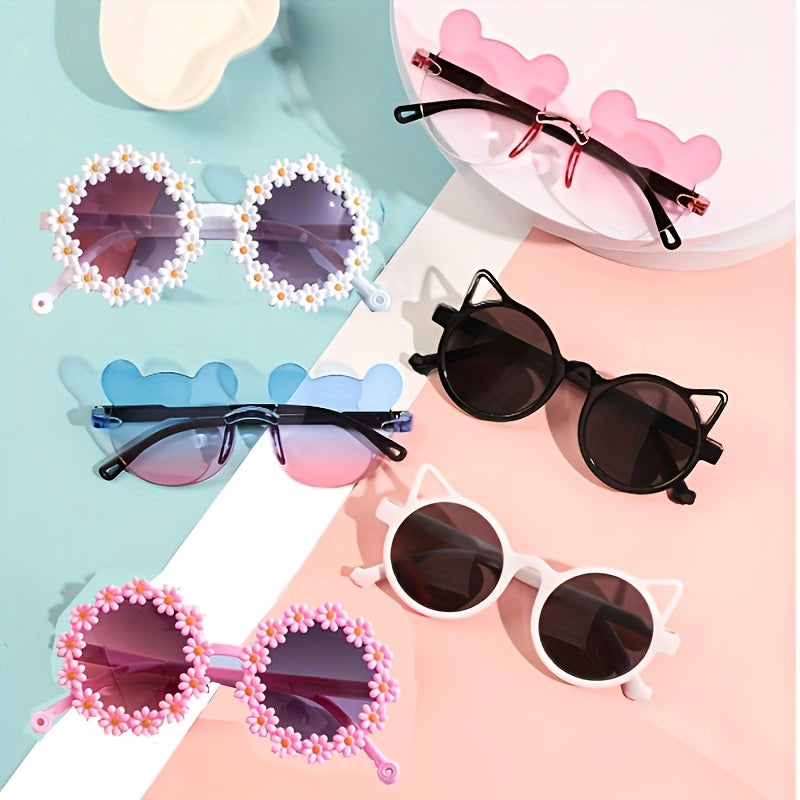 6 Teen Fashion Glasses: Round Butterfly Style, Mixed Color Frame with AC Lens. Ideal for Hiking, Valentine's, Thanksgiving, New Year, Pool Parties, Birthdays, and Gift Bags.