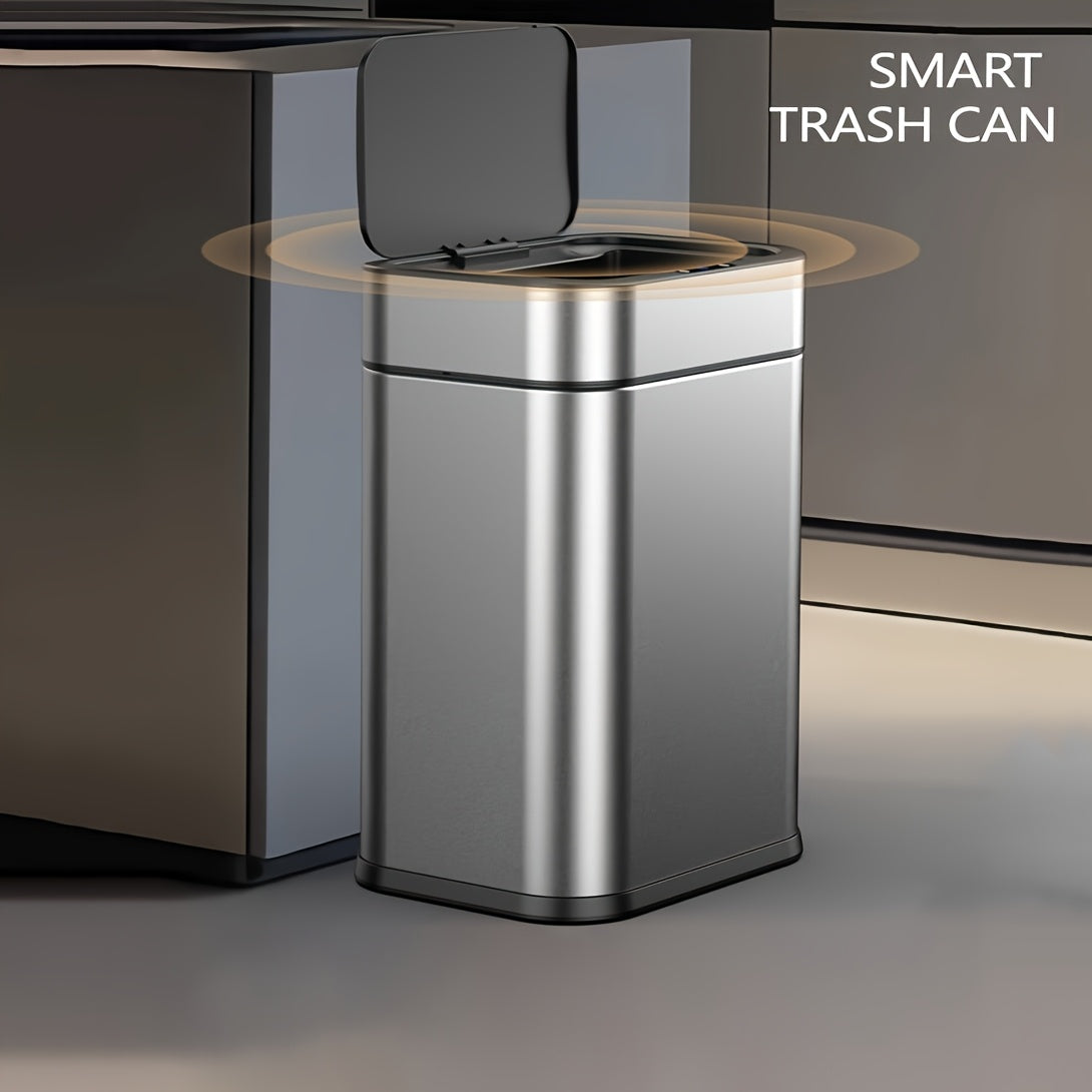 Fashionable high-end smart sensor trash can with large capacity, sealed odor-proof inner bucket and lid. Infrared sensor + kick automatic function. Suitable for various areas in the home