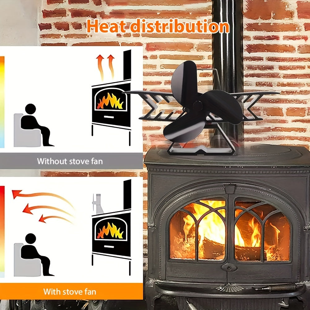 Fireplace Fan with 3 Blades Provides High-Speed Thermal Powered Operation, Requires No Electricity, Perfect for Heating and Cooling Applications.