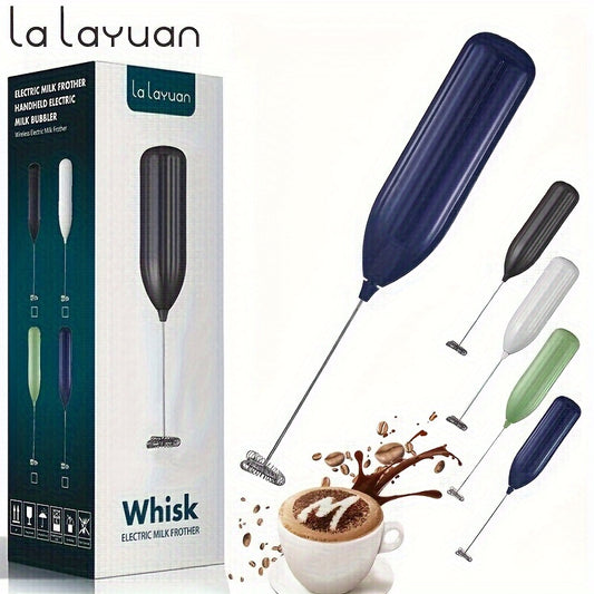 Lalayuan Handheld Electric Milk Frother is made of stainless steel and battery-operated. Perfect for creating foam for coffee, latte, cappuccino, and chocolate. Note: Batteries not included.