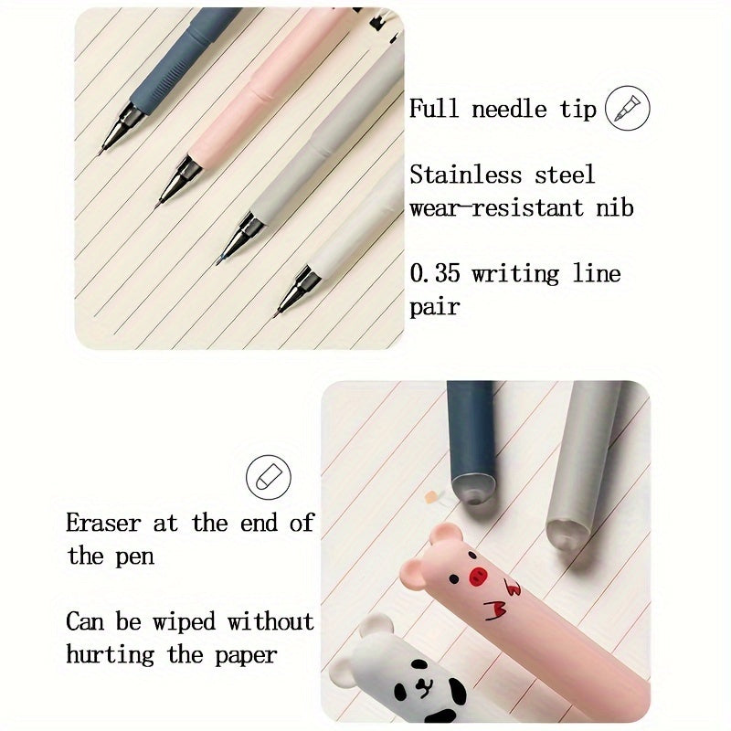 26pcs Kawaii Erasable Gel Pens with Washable Handle, 0.35mm Blue Black Ink, School Office Supplies