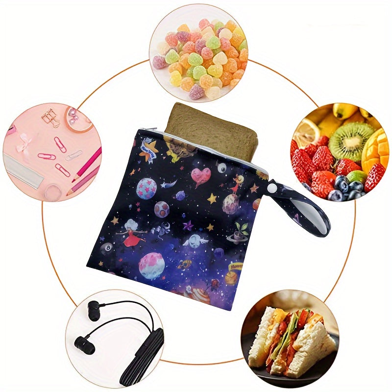 Storage and organization solution: Reusable wet bag for sandwiches, snacks, and bread. Waterproof zipper pouch with handle for school or travel. Measures 18.01*18.01cm, perfect for kitchen storage needs.