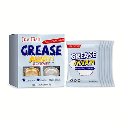 Eliminate Fish Grease with Jue Fish Grease Away! Versatile Cleaning Powder: Strong Kitchen Cleaner for Removing Grease from Surfaces, Oven Racks, and Beyond