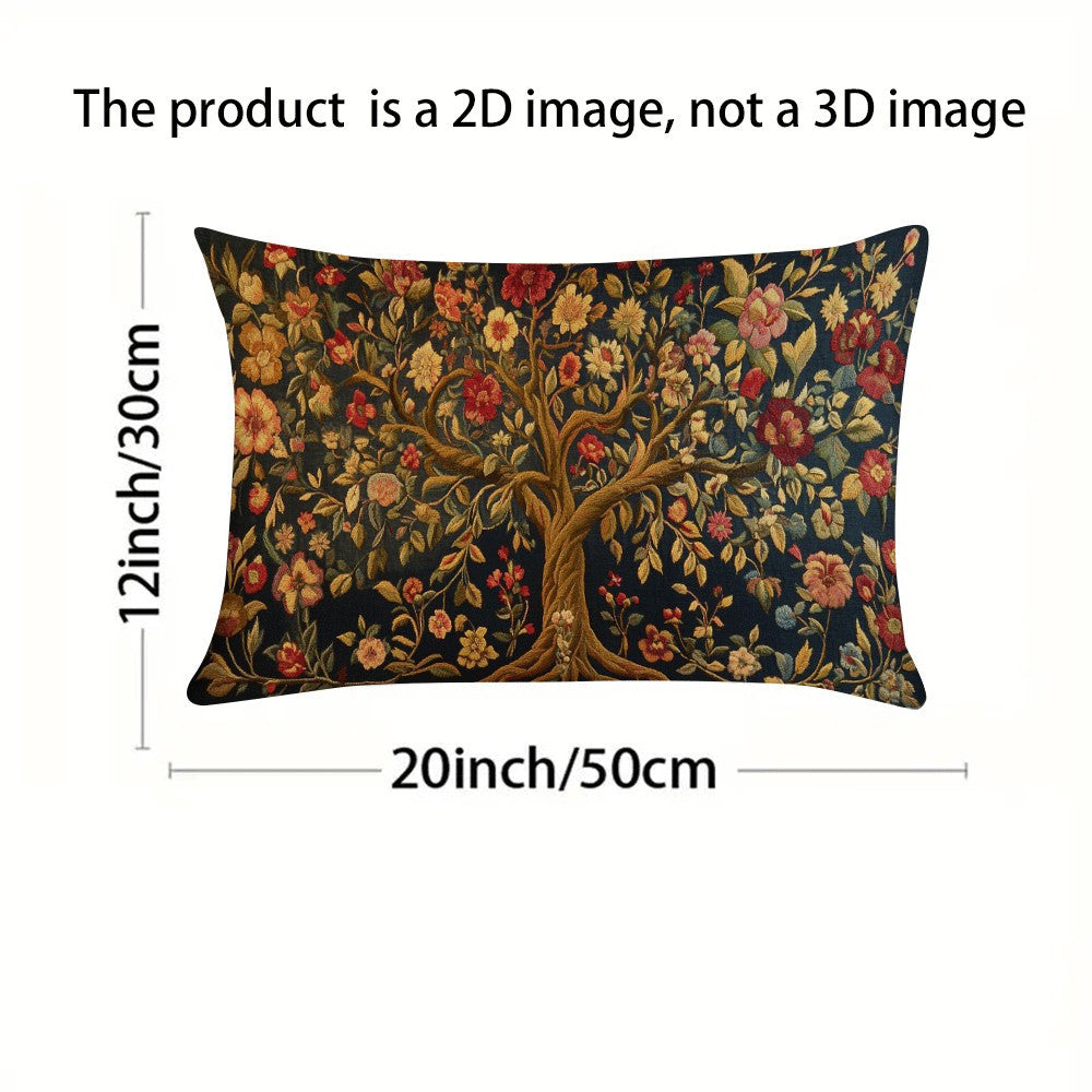 Set of 2 Tree of Life Pillow Covers, 50.8x30.48cm - Great for both Indoor and Outdoor Decoration, Features Zip Closure, Easy to Clean in Washing Machine