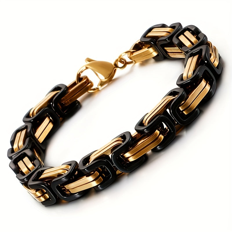 1 piece of classic fashion stainless steel men's chain bracelet hip hop jewelry with a length of 21cm.