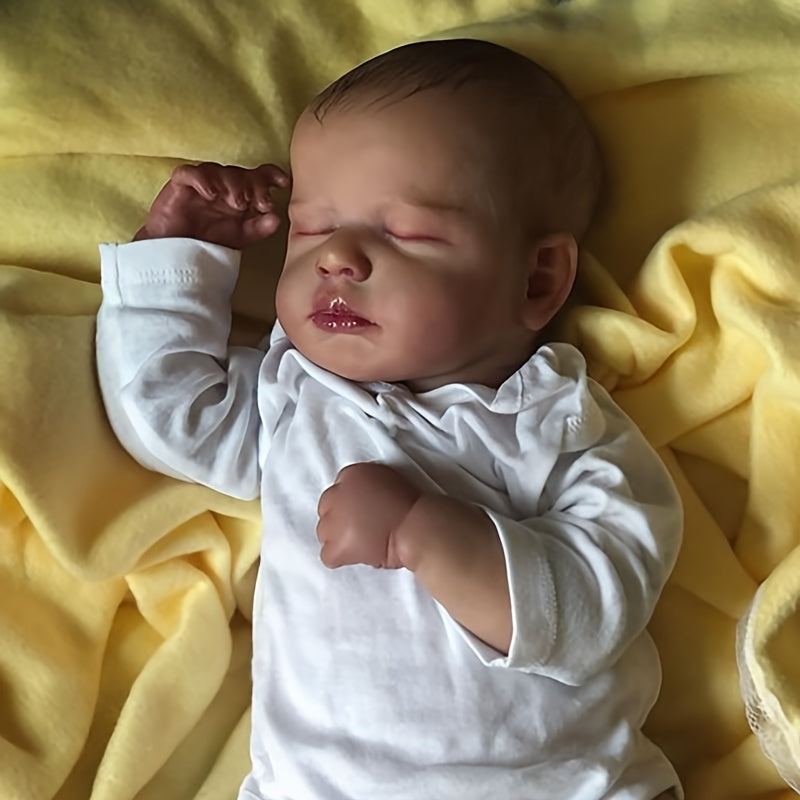 Realistic 20-inch Reborn Baby Doll with soft vinyl limbs, cloth body, and lifelike features.