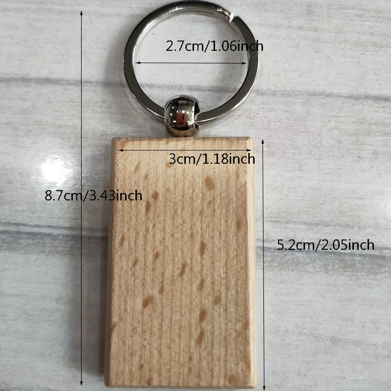 Set of 20 DIY Blank Wood Keychain Pendants in Solid Colors for Crafting Personalized Key Rings