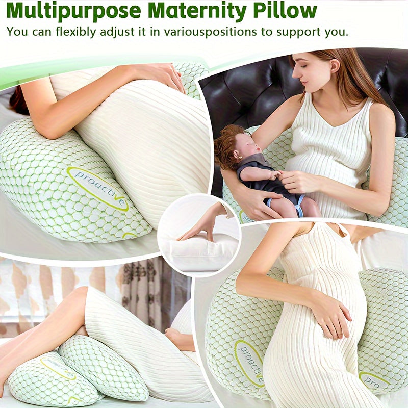 Adjustable Pregnancy Pillow for Full Body Relief, with Soft Polyester, Portable Lumbar and Abdominal Support. Nursing Pillow for Expectant Mothers.